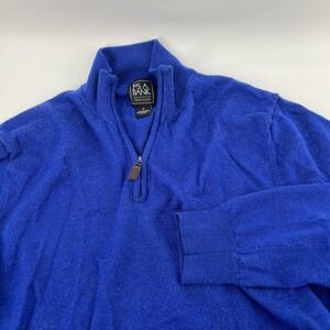 Jos A Bank Traveler Blue 100% Merino Wool 1/4 Zip Sweater Mens XL